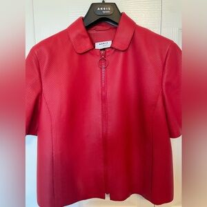 Akris Punto Women's Lambskin Red Leather Jacket